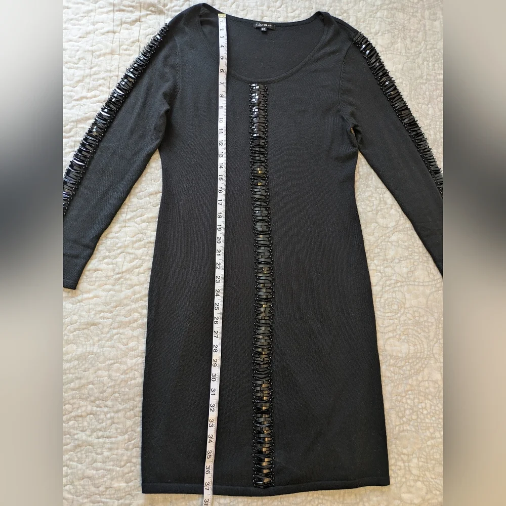 Leo Guy Paris Black Long Sleeve Dress with Beaded Detail - Picture 8 of 15